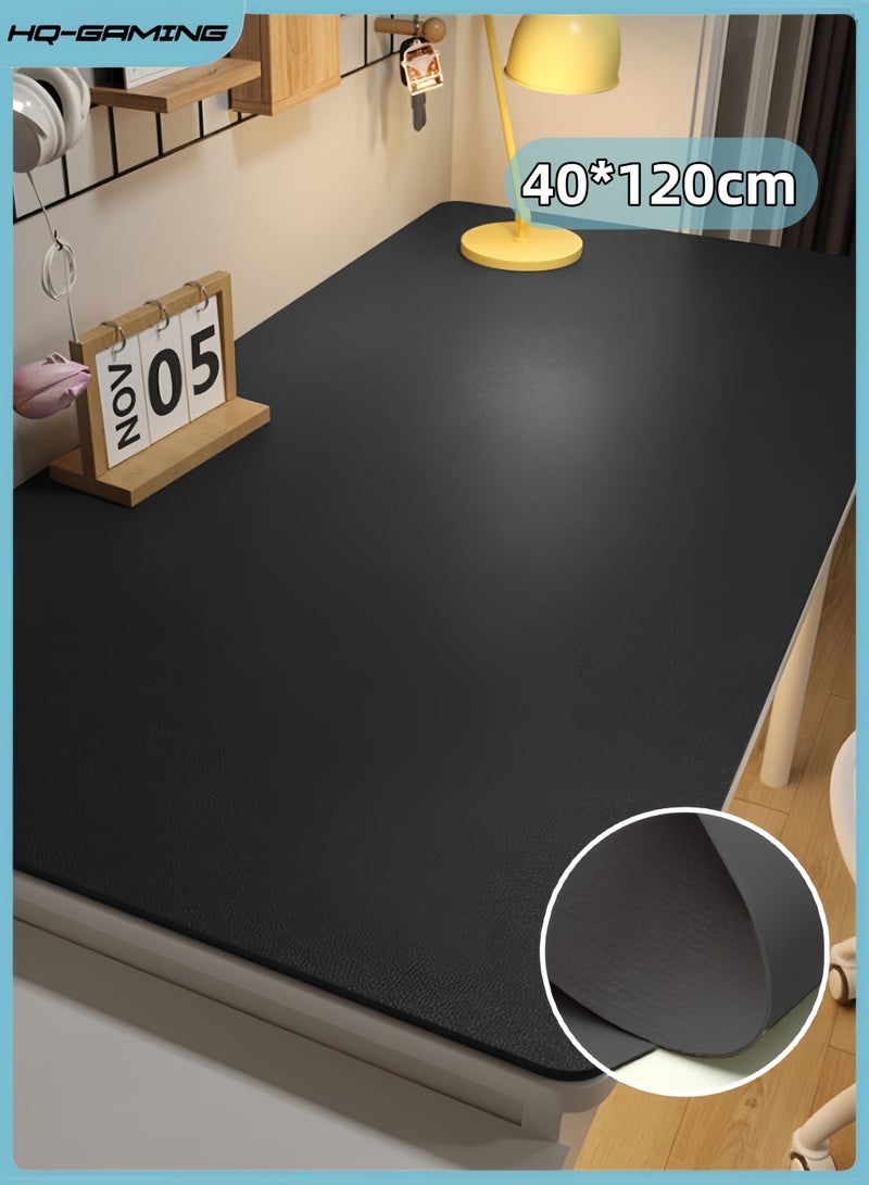 إتش كيو جيمنغ واقي وسادة مكتب من الجلد متعدد الوظائف، وسادة ماوس كمبيوتر كبيرة، وسادة مكتب 120 × 40 سم، وسادة ماوس ألعاب ممتدة، مضادة للانزلاق ومقاومة للماء، وسادة مكتب مزدوجة الجوانب، وسادة مكتب كمبيوتر، لون أسود - Image 1