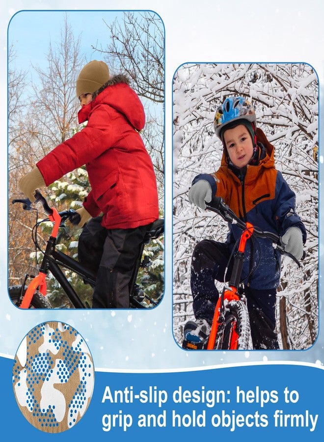 Evervibe 8 Pack Kids Beanie Hats and Gloves Set Knitted Beanies Hat Warm Stretch Gripper Gloves Winter Hats for Boys Girls(Light,5-11 Years) - Image 4