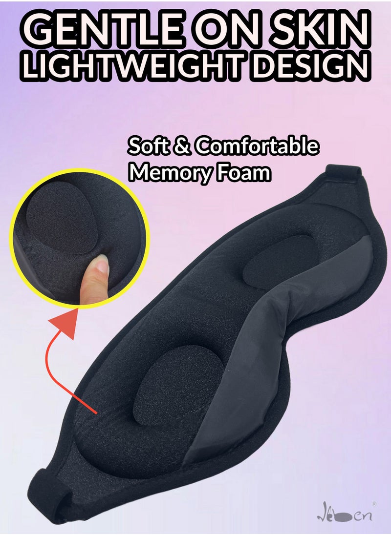 IKBEN IKBEN Ultra-Comfortable 3D Contoured Travel Sleep Mask – Breathable, adjustable, full blackout design, perfect for home, office, and travel. Ultra-soft cotton for deep darkness and ultimate comfort, 100% Blackout Sleep Mask  - Image 3