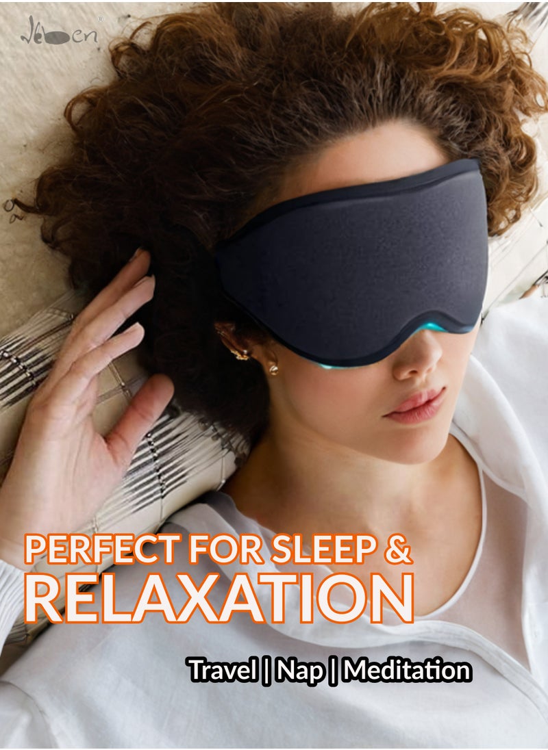 IKBEN IKBEN Ultra-Comfortable 3D Contoured Travel Sleep Mask – Breathable, adjustable, full blackout design, perfect for home, office, and travel. Ultra-soft cotton for deep darkness and ultimate comfort, 100% Blackout Sleep Mask  - Image 2