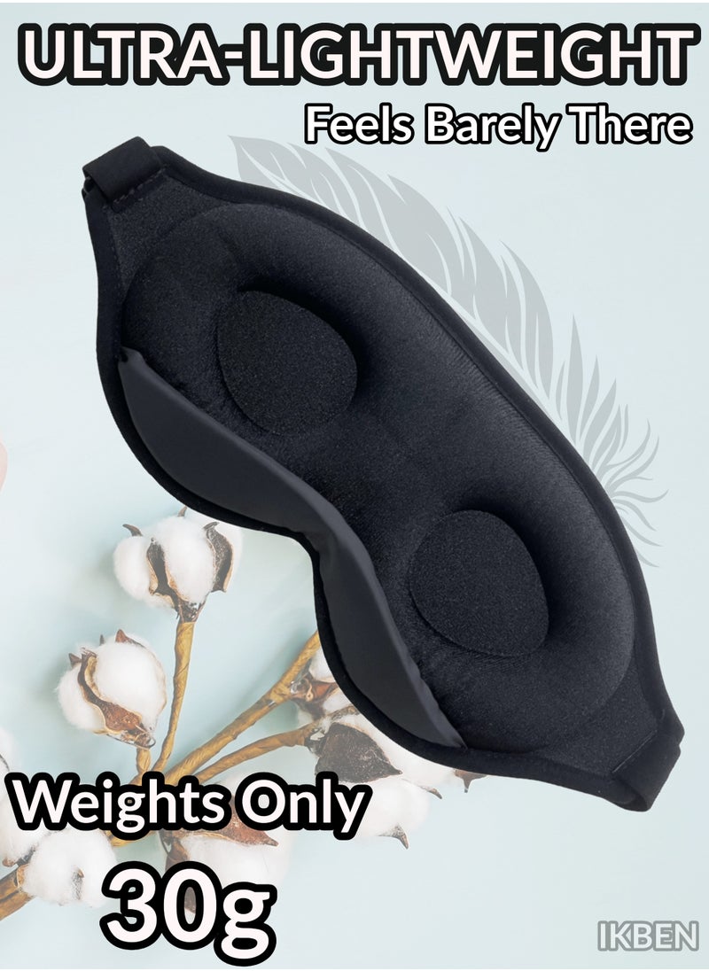 IKBEN IKBEN Ultra-Comfortable 3D Contoured Travel Sleep Mask – Breathable, adjustable, full blackout design, perfect for home, office, and travel. Ultra-soft cotton for deep darkness and ultimate comfort, 100% Blackout Sleep Mask  - Image 2