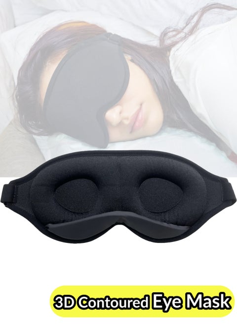 IKBEN Ultra-Comfortable 3D Contoured Travel Sleep Mask – Breathable, adjustable, full blackout design, perfect for home, office, and travel. Ultra-soft cotton for deep darkness and ultimate comfort, 100% Blackout Sleep Mask