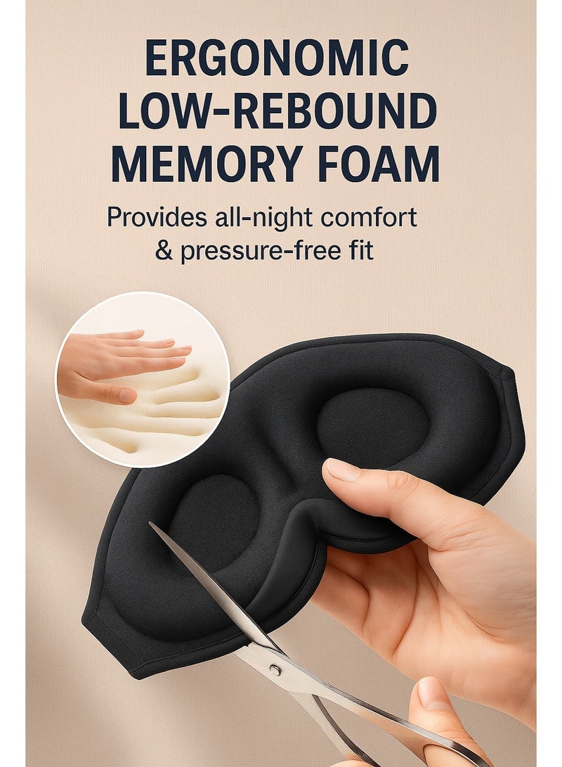 IKBEN 3D Contoured Sleep Mask, 100% Blackout, Zero Eye Pressure, Ultra-Soft Breathable Eye Mask, Adjustable Strap, Side Sleeper Friendly, Travel & Nap Blindfold - Image 5