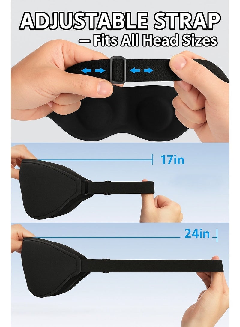 IKBEN 3D Contoured Sleep Mask, 100% Blackout, Zero Eye Pressure, Ultra-Soft Breathable Eye Mask, Adjustable Strap, Side Sleeper Friendly, Travel & Nap Blindfold - Image 4