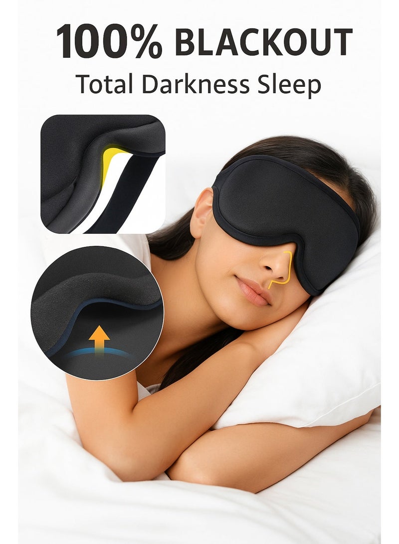 IKBEN Sleep Mask 3D Contoured, 100% Blackout Eye Mask for Sleeping, Zero Eye Pressure, Side Sleeper Friendly, Adjustable Strap, Breathable, Travel Blindfold (50g) - Image 3