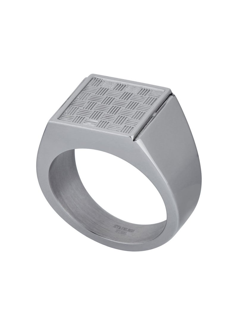 غاي لاروش خاتم غي لاروش من الستانلس ستيل للرجال، فضي ، Sz 62 ، 4TX003A-62 - Image 2