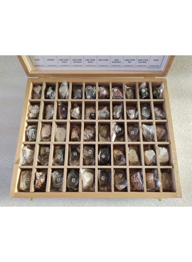Rocksmins Rocksmins RO50WB-Export-SC Collection of 50 Rocks in a Export Quality Steam Beach Wood Wooden Box 50 Big Specimen Set of Rock Igneous Sedimentary Metamorphic Rock Collection Geology Kits for Study - Image 3