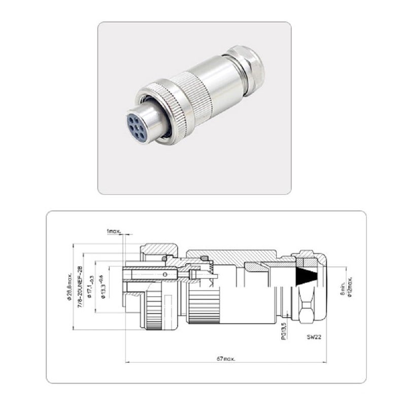 7-Pin Proportional Valve Connector, Full Metal Female Plug for Rexroth Moog Parker Atos Hydraulic Servo Valves, DIN EN175201-804 Standard, IP67 - Image 3