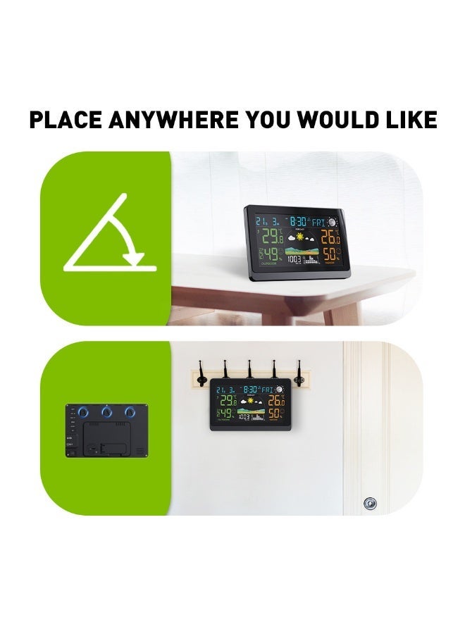 BALDR Color Display Digital Weather Station with Indoor Outdoor Thermometer Hygrometer, Multi-Function LCD Screen, 12–24 Hour Weather Forecast, Air Pressure Trend, Radio Clock - Image 5