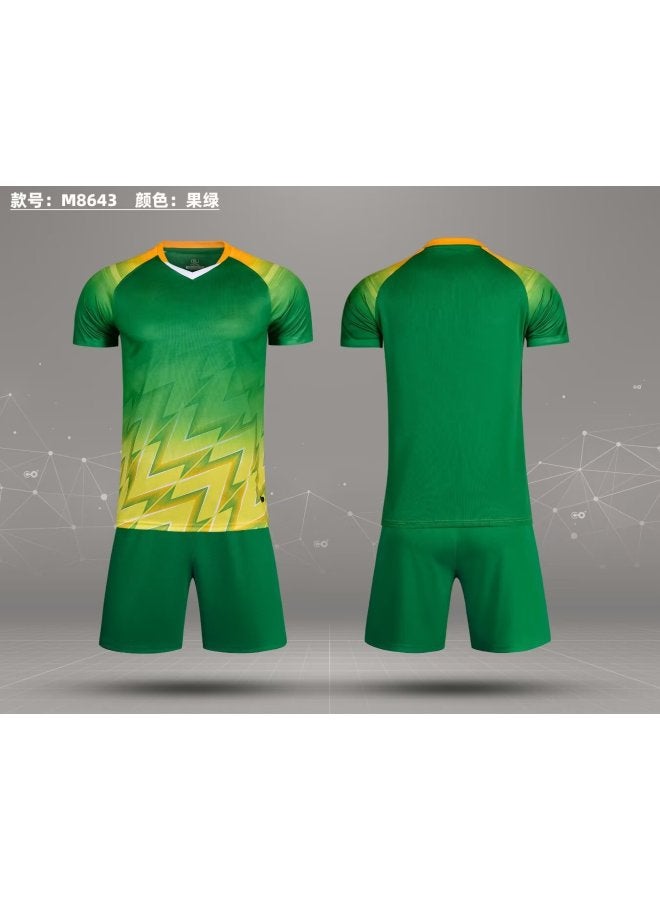 Green Gaupin New Football Uniform Suit Children's Adult Short Sleeve Competition Training Uniform Student Sports Jersey Printing