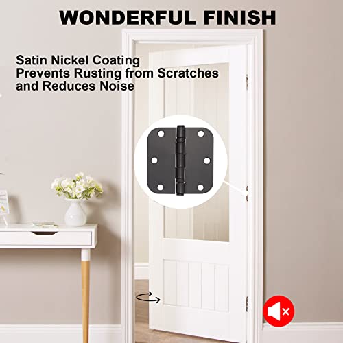 Vervida 3 Pack Matte Black Door Hinges Black 3.5 x 3.5 Inch Interior Door Hinges 3 1/2 Inch Thicken with Round 5/8" Radius Corners, Hardware Door Hinge Replacement - Image 5
