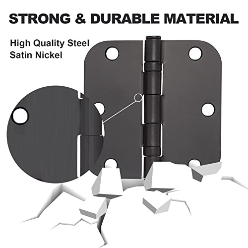 Vervida 3 Pack Matte Black Door Hinges Black 3.5 x 3.5 Inch Interior Door Hinges 3 1/2 Inch Thicken with Round 5/8" Radius Corners, Hardware Door Hinge Replacement - Image 3