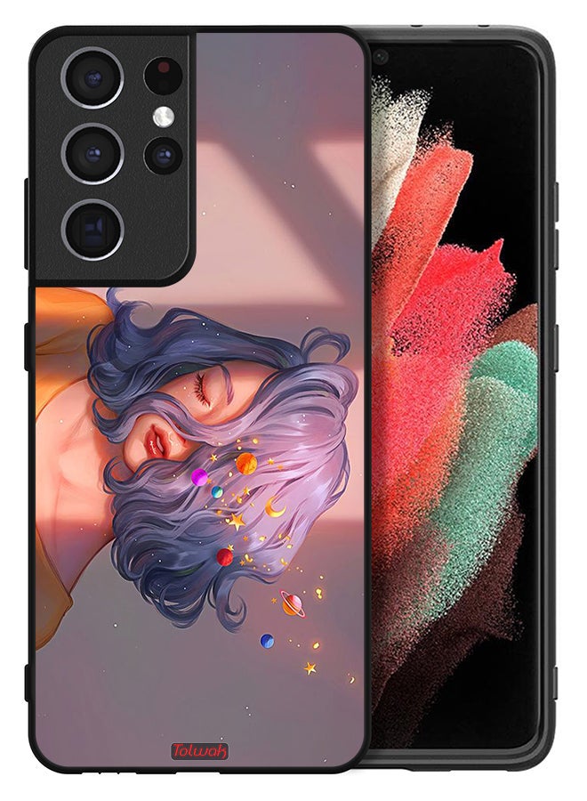Tolwak Samsung Galaxy S21 Ultra 5G Protective Case Cover Girl And Space Art - Image 2