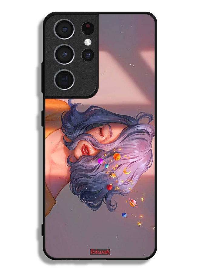 Tolwak Samsung Galaxy S21 Ultra 5G Protective Case Cover Girl And Space Art - Image 3