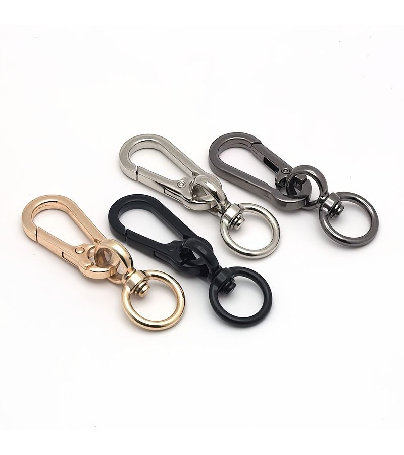 4pcs Zinc Alloy Keychains With Clasps Rings Hooks And Clips Golden Silver Black - Image 1