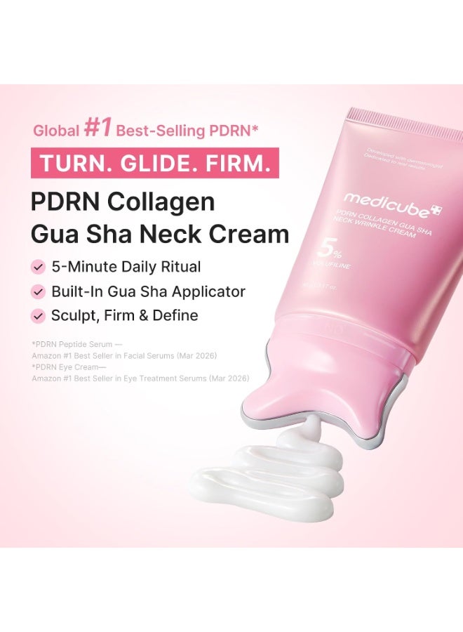 medicube PDRN Collagen Gua Sha Neck Wrinkle Cream - Firming, Contour Care | Built-In Gua Sha Massager with Volufiline 5% - For the Look of Fine Lines, Jawline, Neck, Décolleté, Korean Skincare, 3.17 oz - Image 2