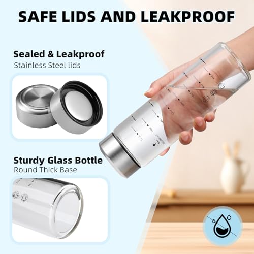 chunmo Glass Juice Bottles 4 Pack 20 oz - Wide Mouth Glass Water Bottles with Lids - Borosilicate,Stainless Steel Lids for Juicing, Smoothies, Infused Water, Beverage Storage, Leakproof, Reusable,BPA Free - Image 4
