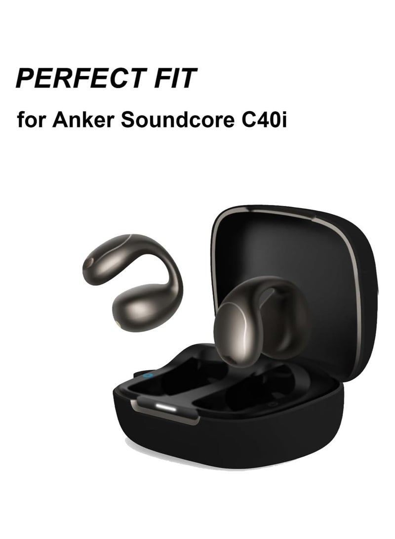 غطاء سيليكون لسماعات أنكر ساوندكور C40i، غطاء واقي مضاد للصدمات مع ملحقات كارابينر (أسود) - Image 2