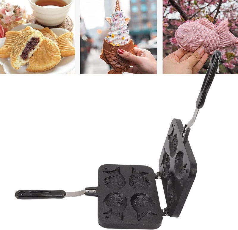 Taiyaki Fish Shape Cake Maker, Double Baking Pan with Non Stick Coating, Waffle Baking Mold for Home Kitchen, Premium Cast Aluminum Alloy Material, Easy to Clean and Demould - Image 4