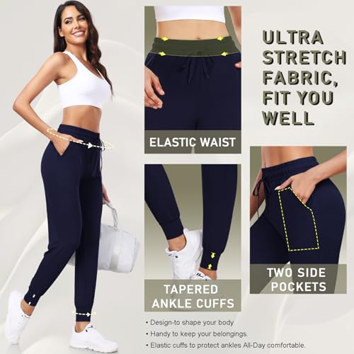 FULLSOFT Sweatpants for Women-Womens Joggers with Pockets Lounge Pants for Yoga Golf Workout Running(Navy Blue,Large) - Image 4