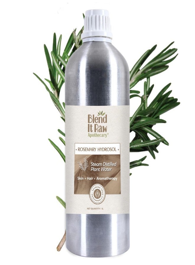 Blend It Raw Apothecary هيدروسول إكليل الجبل الخام من بليند إت للشعر والبشرة، ماء إكليل الجبل المقطر بالبخار، عبوة كبيرة سعة 1000 مل - Image 1