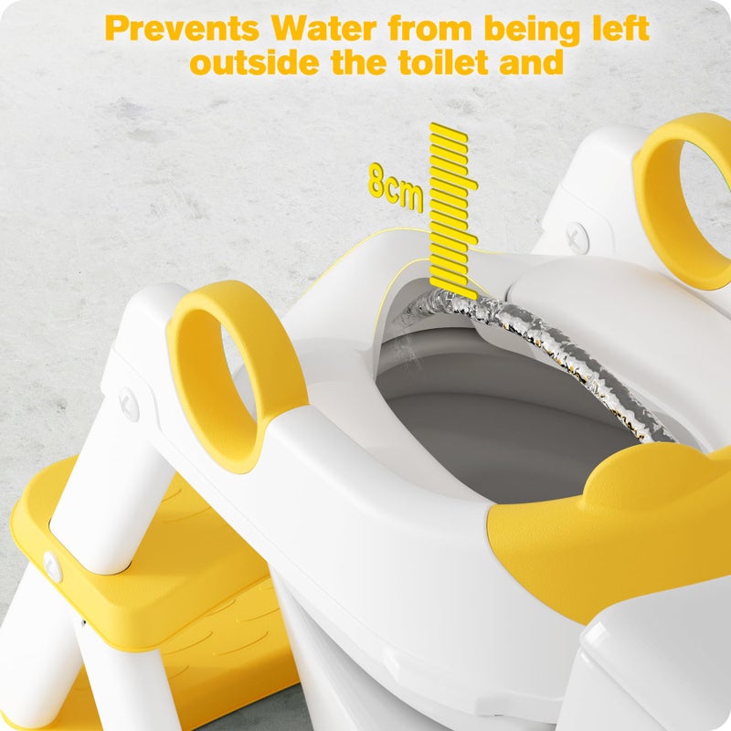 Rabb 1st Potty Training Seat, Upgrade Toddler Toilet Seat for Kids Boys Girls, 2 in 1 Potty Training Toilet for Kids, Splash Guard Anti-Slip Pad Step Stool(Yellow) - Image 5