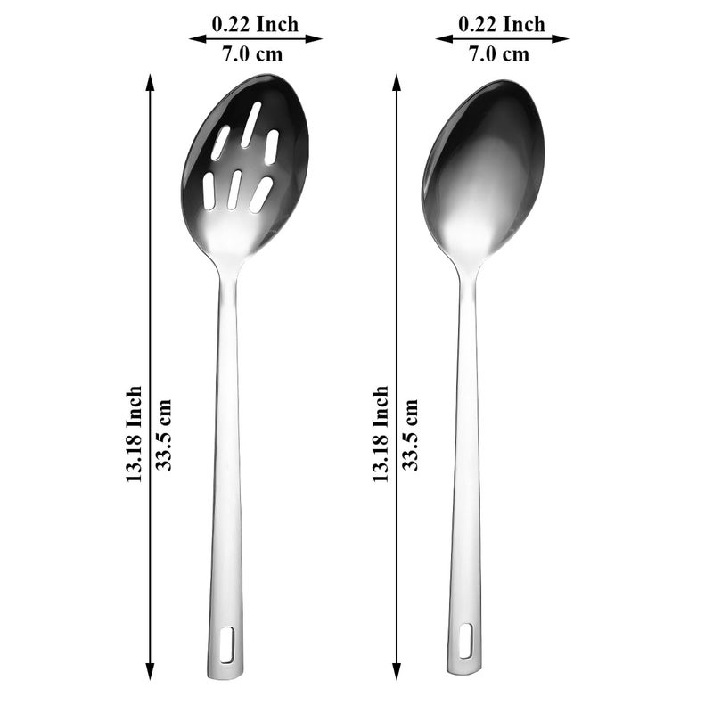 Kyraton Cooking Spoon Set, Stainless Steel Kitchen Cooking Serving, Solid Spoon, Slotted Spoon, Heat Resistant Handle, Dishwasher Safe, Easy to Clean - Image 2