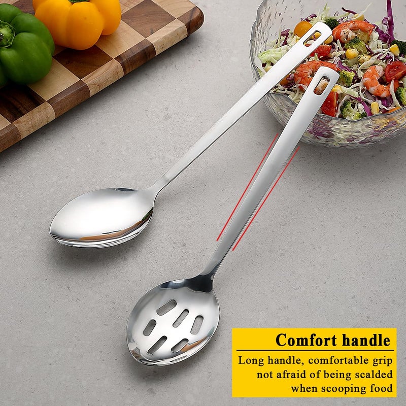 Kyraton Cooking Spoon Set, Stainless Steel Kitchen Cooking Serving, Solid Spoon, Slotted Spoon, Heat Resistant Handle, Dishwasher Safe, Easy to Clean - Image 4