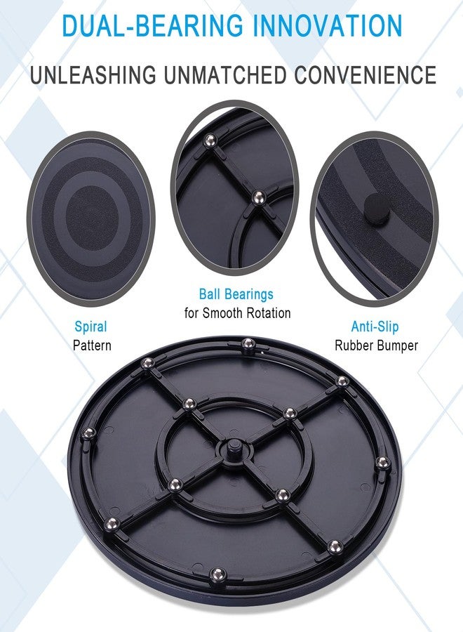 Eichzer 8 Inch Lazy Susan Turntable Organizer, Premium Heavy Duty Rotating Swivel Stand with Steel Ball Bearings (Black, 360° Rotation) - Image 2