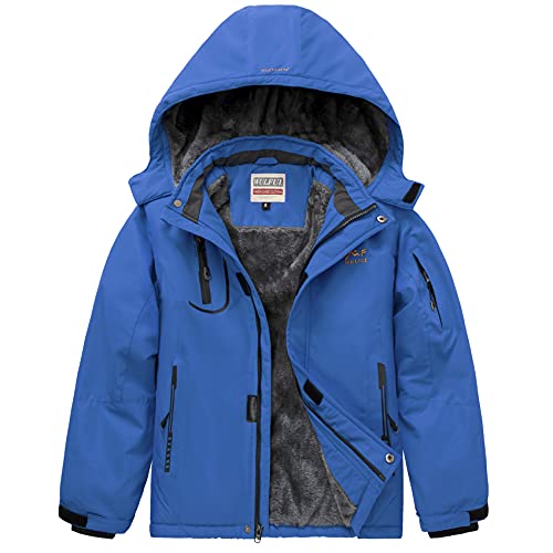 WULFUL Boy's Waterproof Ski Jacket Warm Fleece Hooded Winter Snow Coat - Image 1