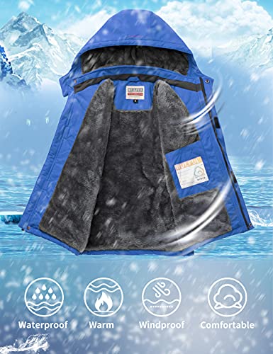 WULFUL Boy's Waterproof Ski Jacket Warm Fleece Hooded Winter Snow Coat - Image 3