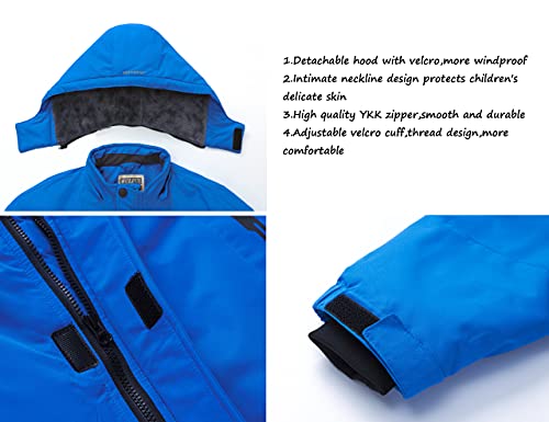 WULFUL Boy's Waterproof Ski Jacket Warm Fleece Hooded Winter Snow Coat - Image 5