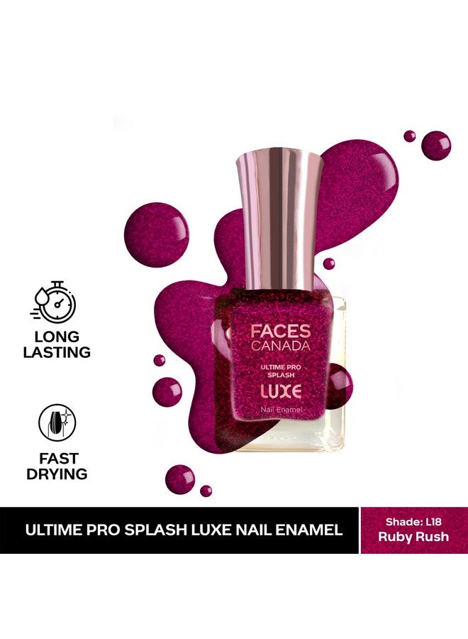 فاسيسكانادا طلاء أظافر FACESCANADA ألتيم برو سبلاش لوكس - روبي راش (L18)، 12 مل | لمسة نهائية لامعة | سريع الجفاف | يدوم طويلاً | لمعان فائق | مقاوم للتقشر | لمسة نهائية متساوية | نباتي | غير سام | خالٍ من الإيثانول  - Image 2
