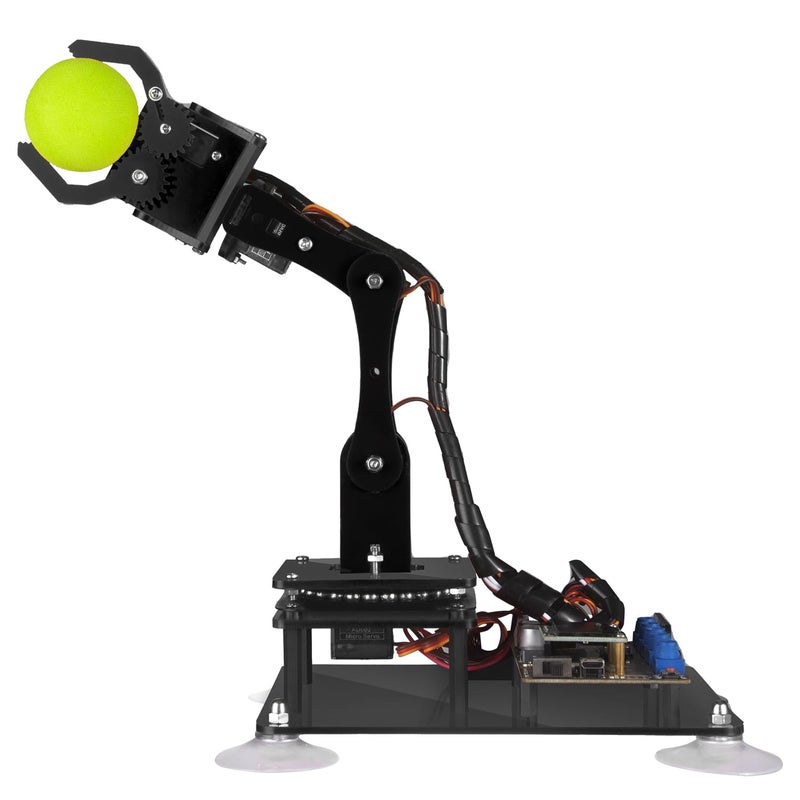 Adeept 5DOF Robotic Arm Kit Compatible with Arduino IDE, Programmable DIY Coding STEM Educational 5 Axis Build Robot Arm, Robot Starter Kit with OLED Display Processing Code and Tutorials - Black - Image 1