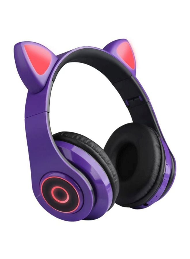 Cat Ear Bluetooth Luminous Headphones Purple/Black - Image 1