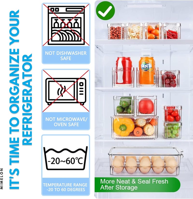 Mimelon 12 Pack Fridge Organizer, Stackable Refrigerator Organizer Bins with Lids, BPA-Free Fridge Organizers and Food Storage Container |Ideal for Fruit Vegetable, freezer Storage and More! - Image 3