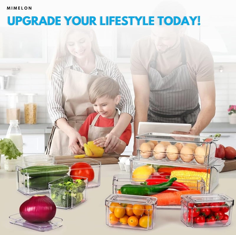 Mimelon 12 Pack Fridge Organizer, Stackable Refrigerator Organizer Bins with Lids, BPA-Free Fridge Organizers and Food Storage Container |Ideal for Fruit Vegetable, freezer Storage and More! - Image 5