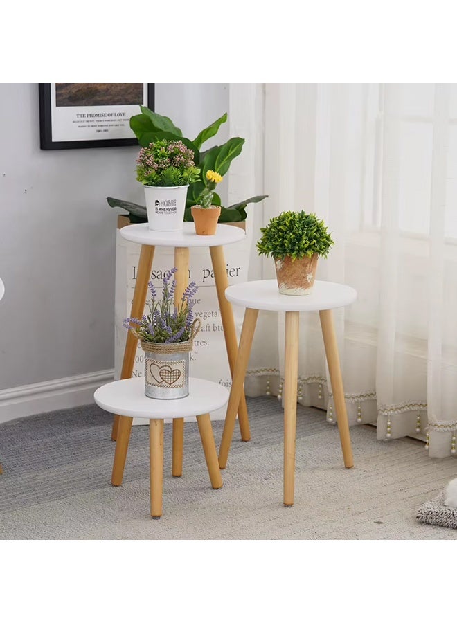 DubaiGallery Elegant Set of 3 Round Nesting Coffee Tables with White Marble-Effect Tabletops and Durable Natural Wood Legs, Space-Saving Contemporary Furniture for Living Room, Bedroom, Guest Room, Office, Lounge, and Modern Interior - Image 4