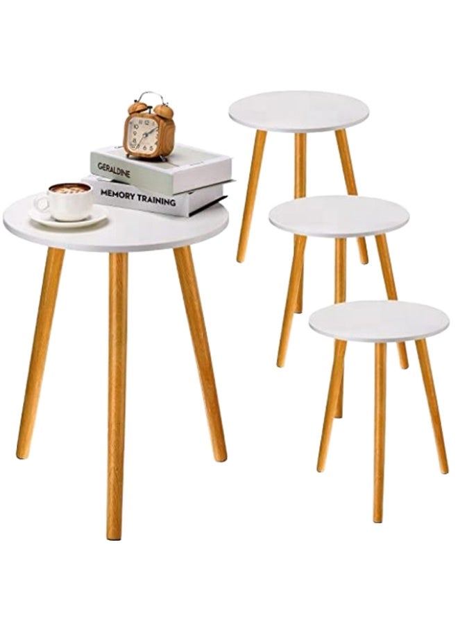 DubaiGallery Elegant Set of 3 Round Nesting Coffee Tables with White Marble-Effect Tabletops and Durable Natural Wood Legs, Space-Saving Contemporary Furniture for Living Room, Bedroom, Guest Room, Office, Lounge, and Modern Interior - Image 3