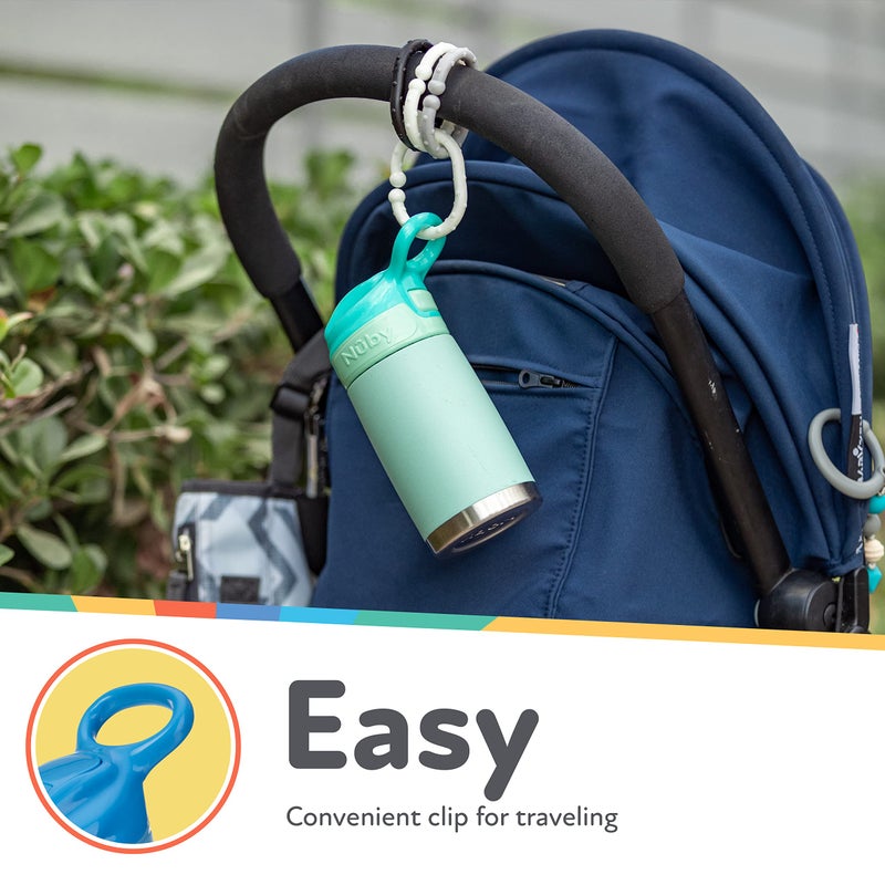 Nuby Thirsty Kids No Spill Flip-It Reflex Stainless Steel Travel Cup or Water Bottle - 10 Oz - 18+ Months - White - Back to School Essentials - Image 4