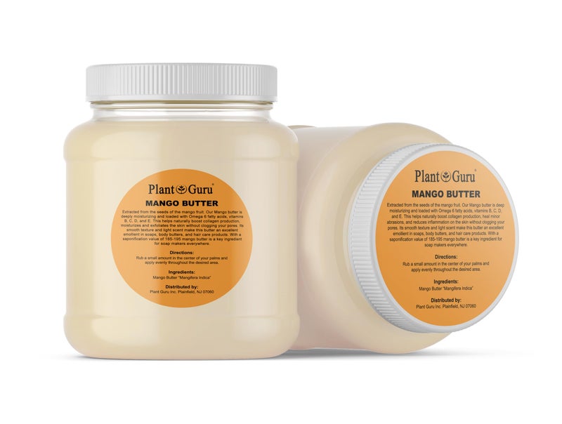 Plant Guru Raw Mango Butter 3 lbs. Bulk Jar - 100% Pure Natural Unrefined - Great for Skin, and Hair Growth. DIY Soap Making, Body Butters, Lotions and Creams. - Image 2