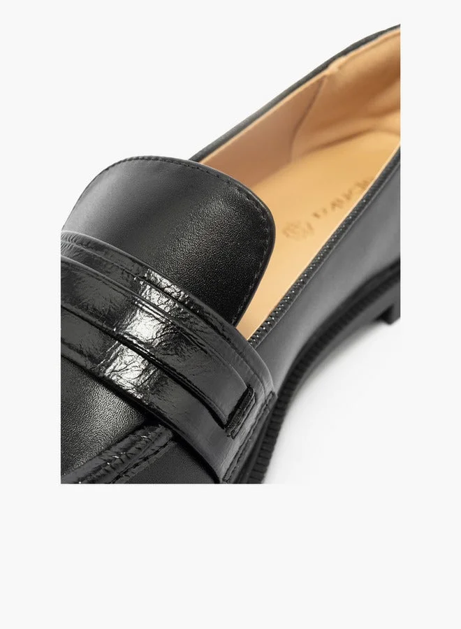 Paprika BLACK Buckle Accent Slip-On Loafers for Women | Best Price UAE