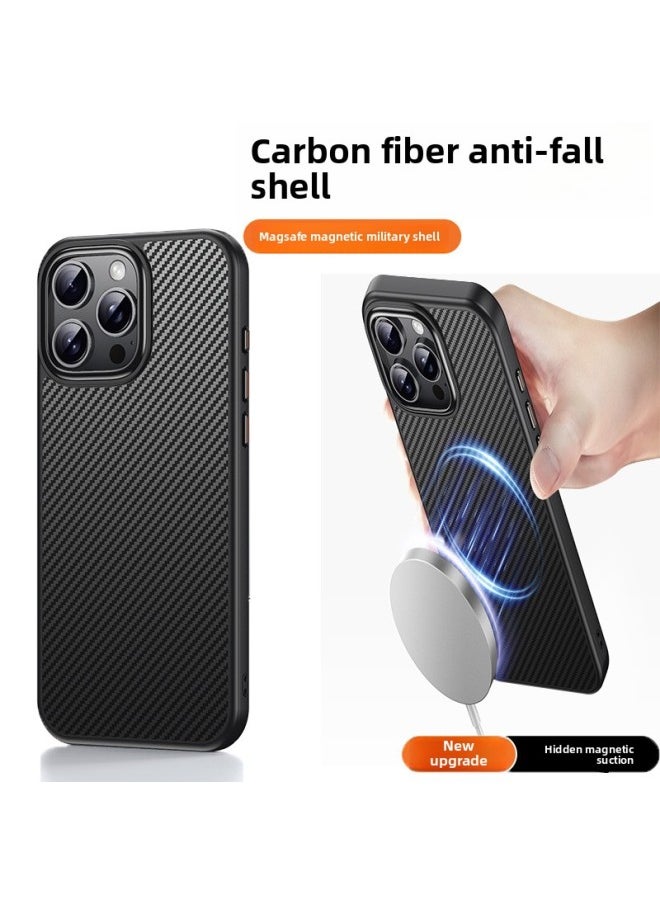 Generic - Product Suitable For IPhone16pro Phone Case Hidden Magnetic Carbon Fiber Apple 16Promax Protective Shell-color:black-Applicable Models:Iphone15plus/iphone14plus (without Metal Lens Frame) - Image 1