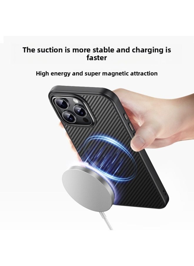 Generic - Product Suitable For IPhone16pro Phone Case Hidden Magnetic Carbon Fiber Apple 16Promax Protective Shell-color:black-Applicable Models:Iphone15plus/iphone14plus (without Metal Lens Frame) - Image 1