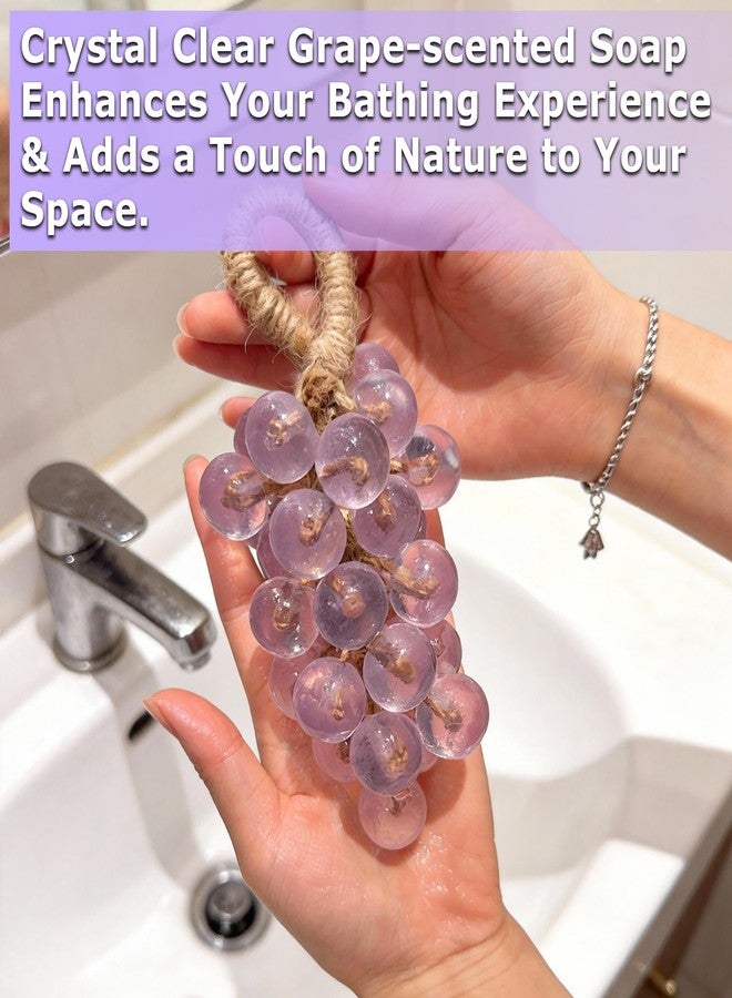 KUNAL 2 PCS Grape Soap On A Rope,Handmade Grapes Cluster Shaped Soaps,Natural Cold Process Artisan Soaps for Hand Wash, Bath, Fresh Air Women Men - Image 2