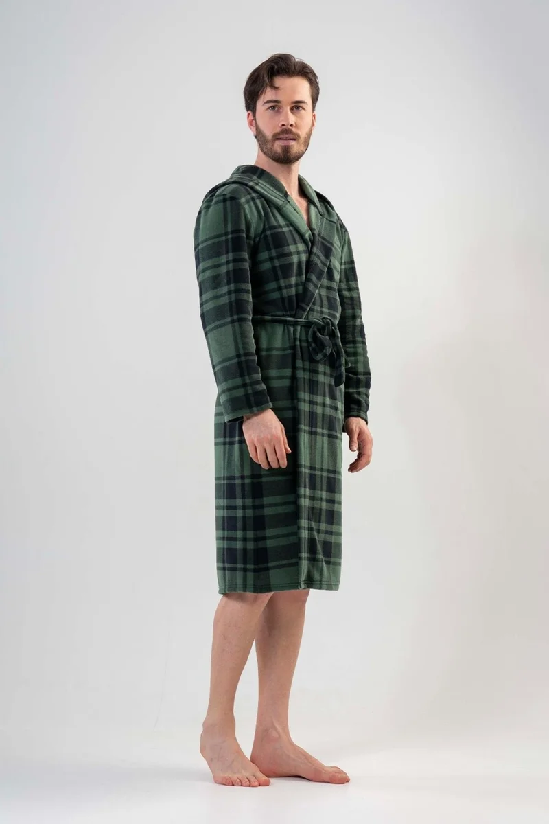 فينيتا Men's Fleece Hooded Green Dressing Gown 201022-0357