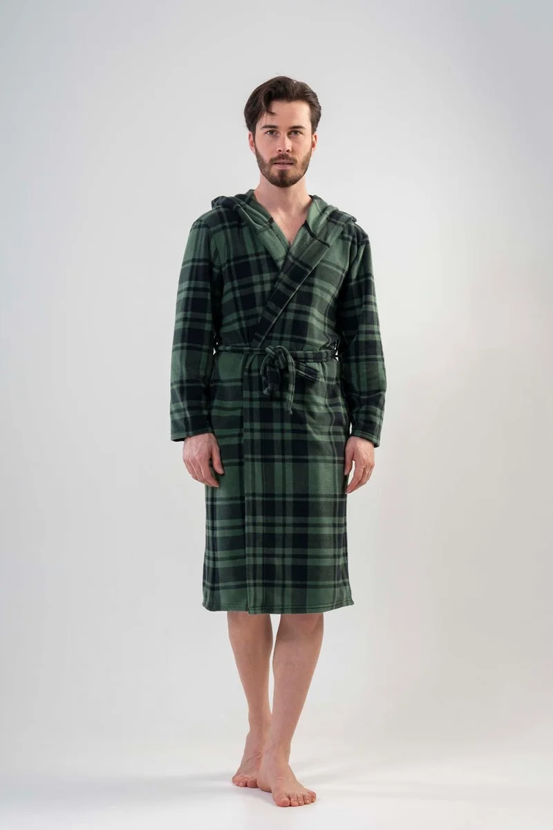 فينيتا Men's Fleece Hooded Green Dressing Gown 201022-0357