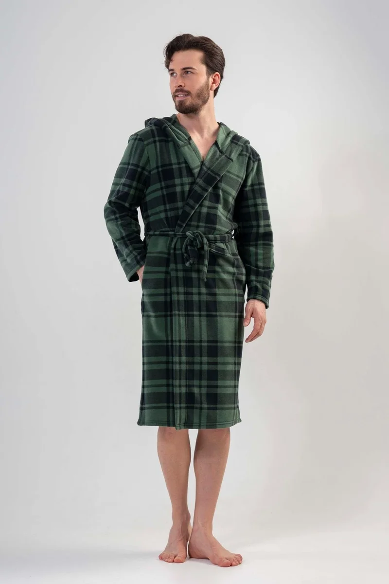 فينيتا Men's Fleece Hooded Green Dressing Gown 201022-0357