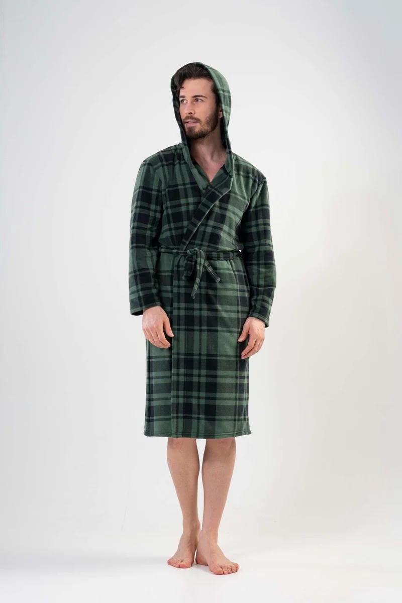 فينيتا Men's Fleece Hooded Green Dressing Gown 201022-0357