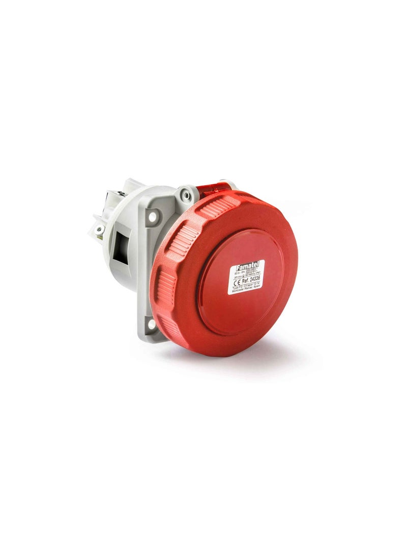 Famatel Panel Socket 400V 3P+E+N IP67 Flush Mount 10° Inclined (Amp - 16A / 32A / 63A / 125A)